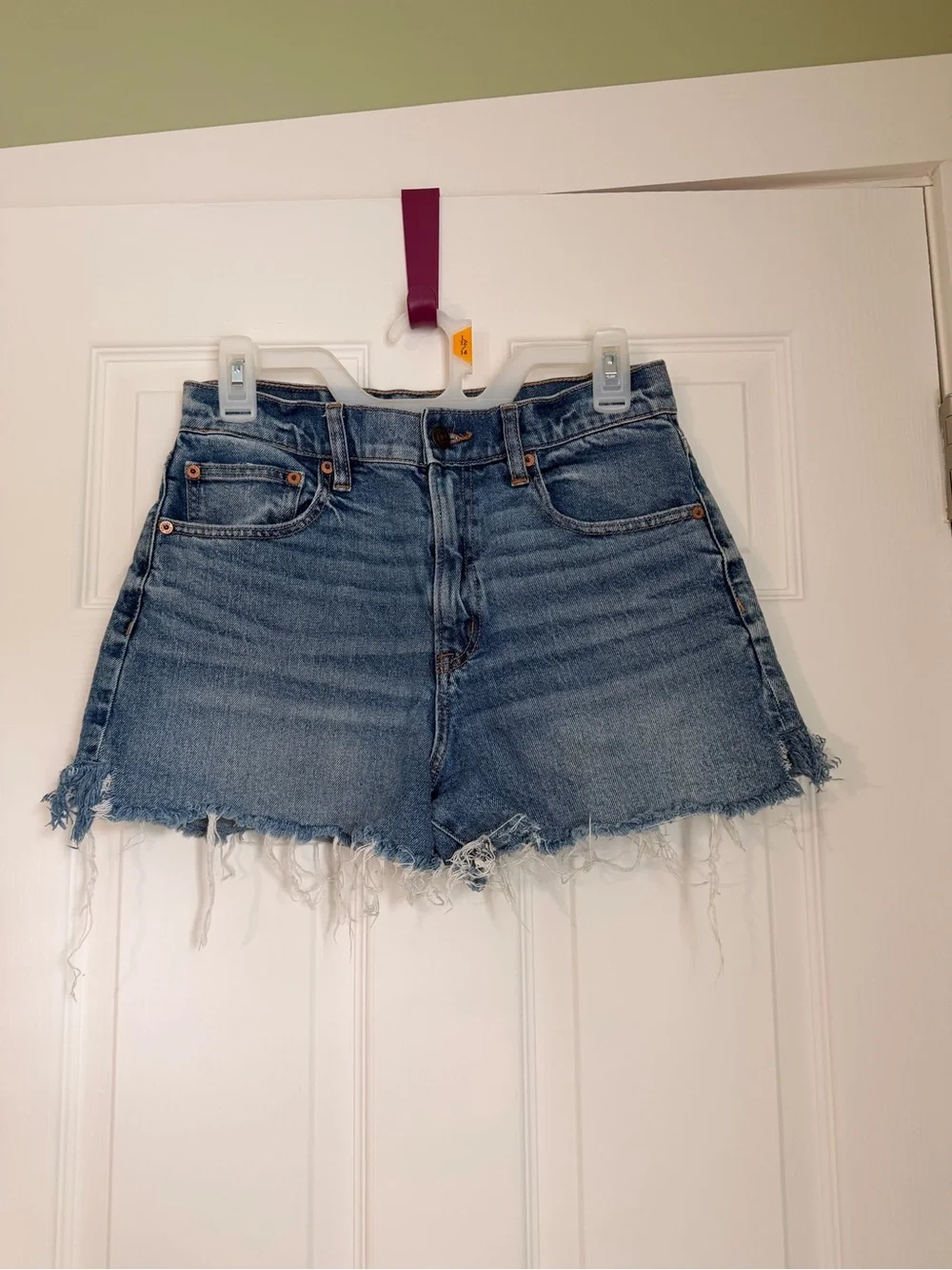 American Eagle Women’s Classic High-Rise Distressed Denim Shorts - Light Blue